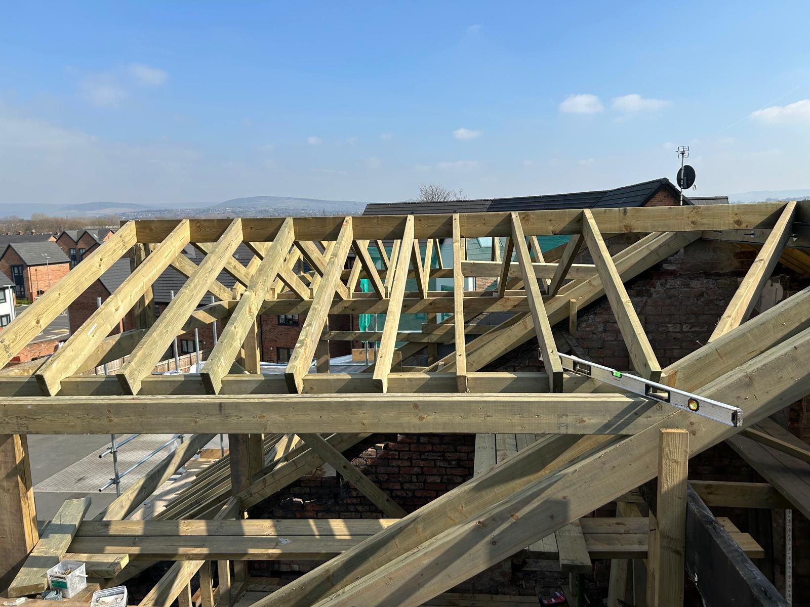 New timber roof structure for a building extension
