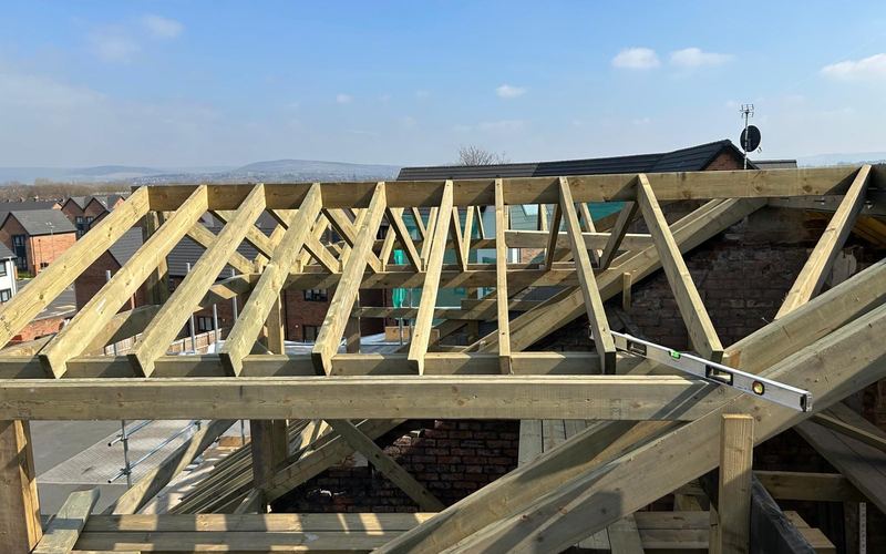 New timber roof structure for a building extension